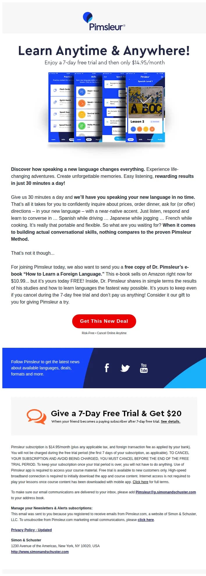 Pimsleur email: Unlock 50+ Languages For One Low Price