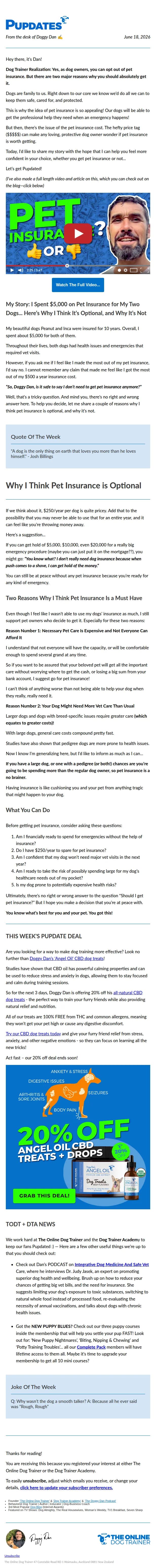 Doggy Dan email: Pet Insurance: Worth it or Not?