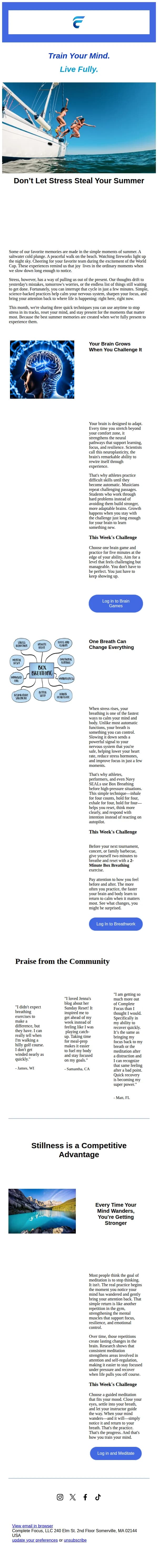 Complete Focus email: July Challenge: Master Stress with Action-Oriented Techniques