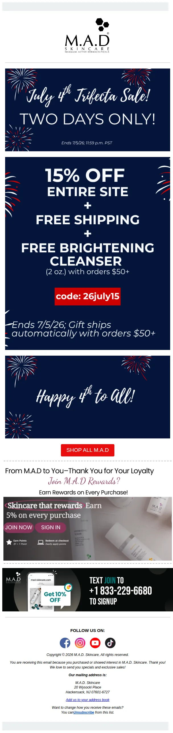 M.A.D Skincare email: 🧨15% OFF ENTIRE SITE + FREE SHIPPING + GIFT