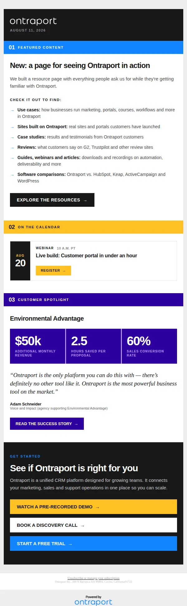 The Ontraport team email: See what people build with Ontraport