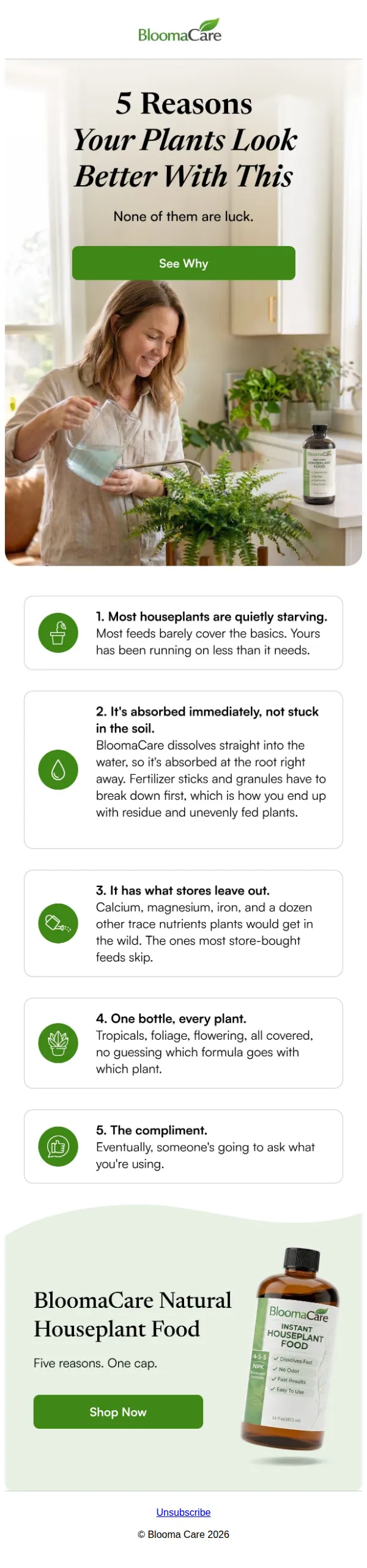 BloomaCare email: Your plants have been running on empty.