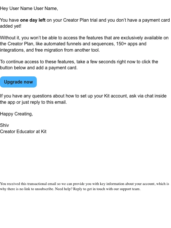 ConvertKit email: Keep your momentum going