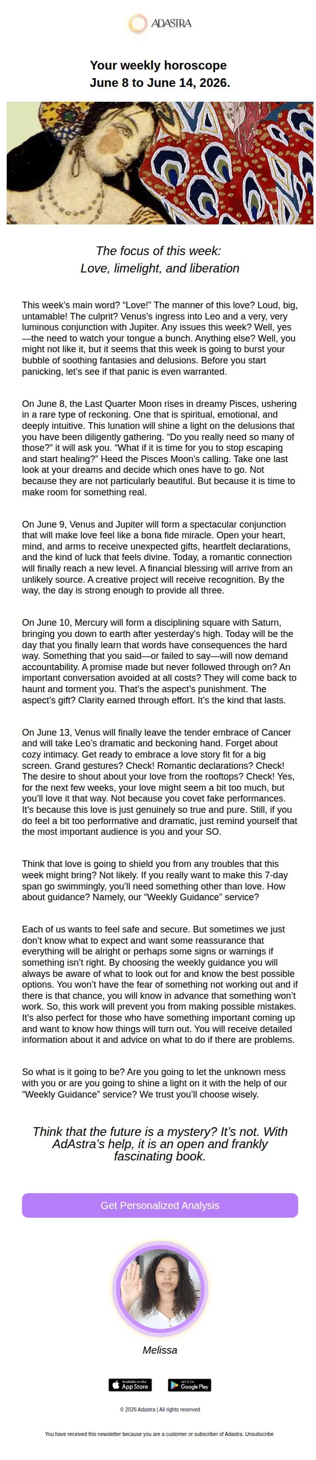AdAstra email: 💫 Your weekly horoscope
