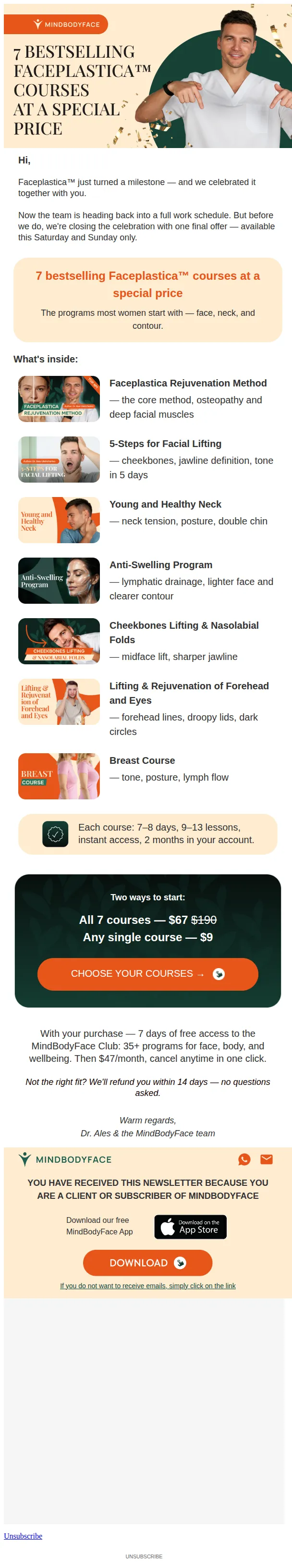 FacePlasty email: 7 Dr. Ales' Courses — ends June 1