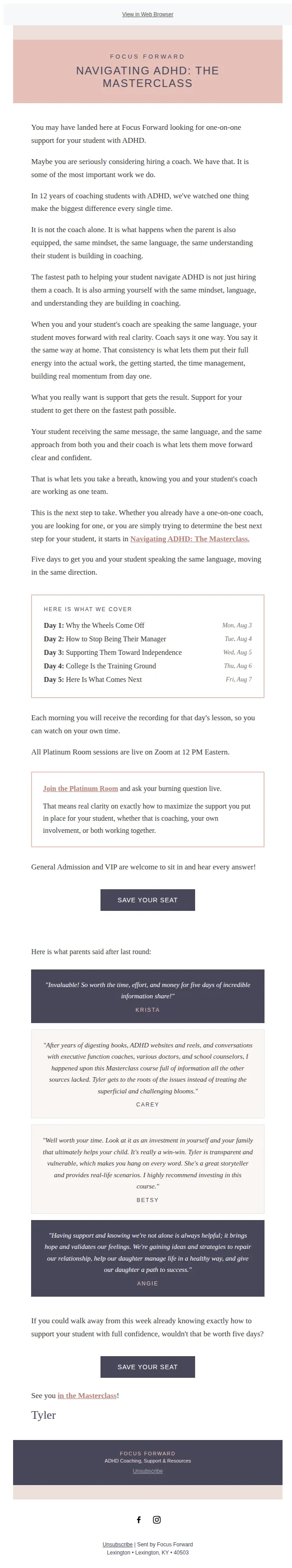 Focus Forward email: The fastest path to helping your student
