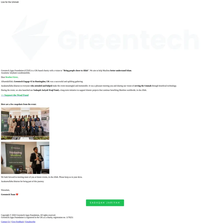 Greentech Apps Foundation email: You Made Greentech Engage #2 Happen! 💚