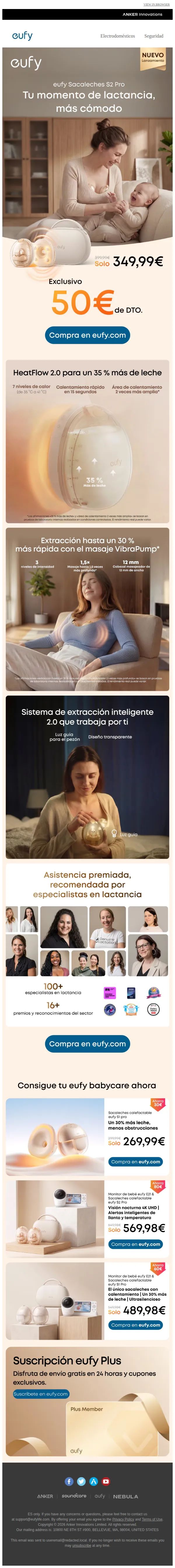 eufy email: 💥Ahorra 50€ ¡Lanzamiento NUEVO! El primer sacaleches con masaje
