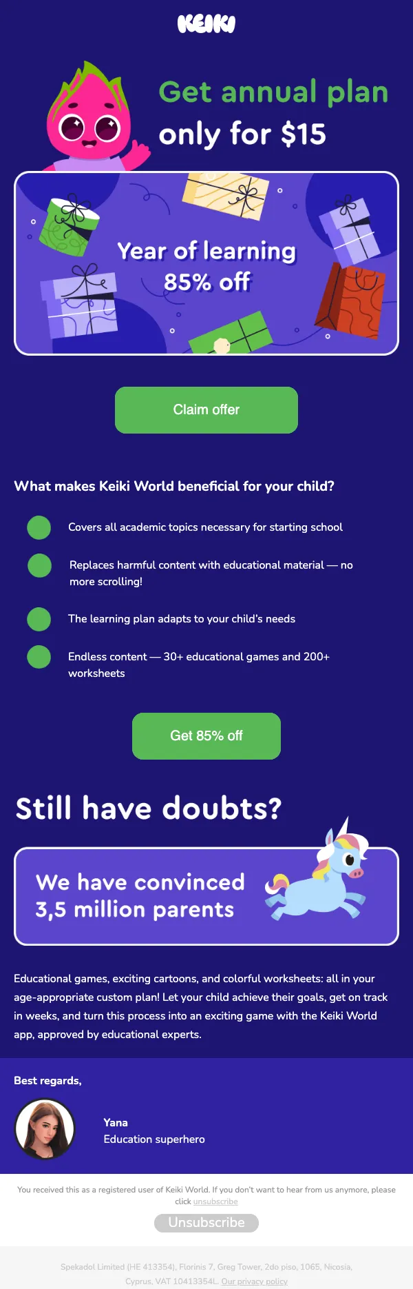 Keiki World email: 🔥 Only $15 for your child's yearly plan