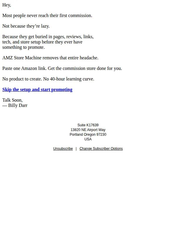 Billy Darr email: 🚨 40 hours of setup is why beginners quit.
