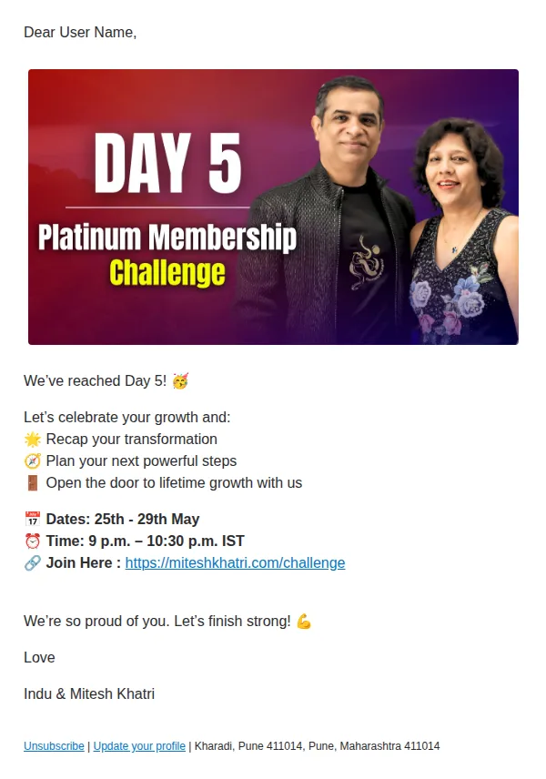 Mitesh Khatri Training LLP email: 🎉 Free Platinum Challenge Day 5: This Is Just the Beginning!