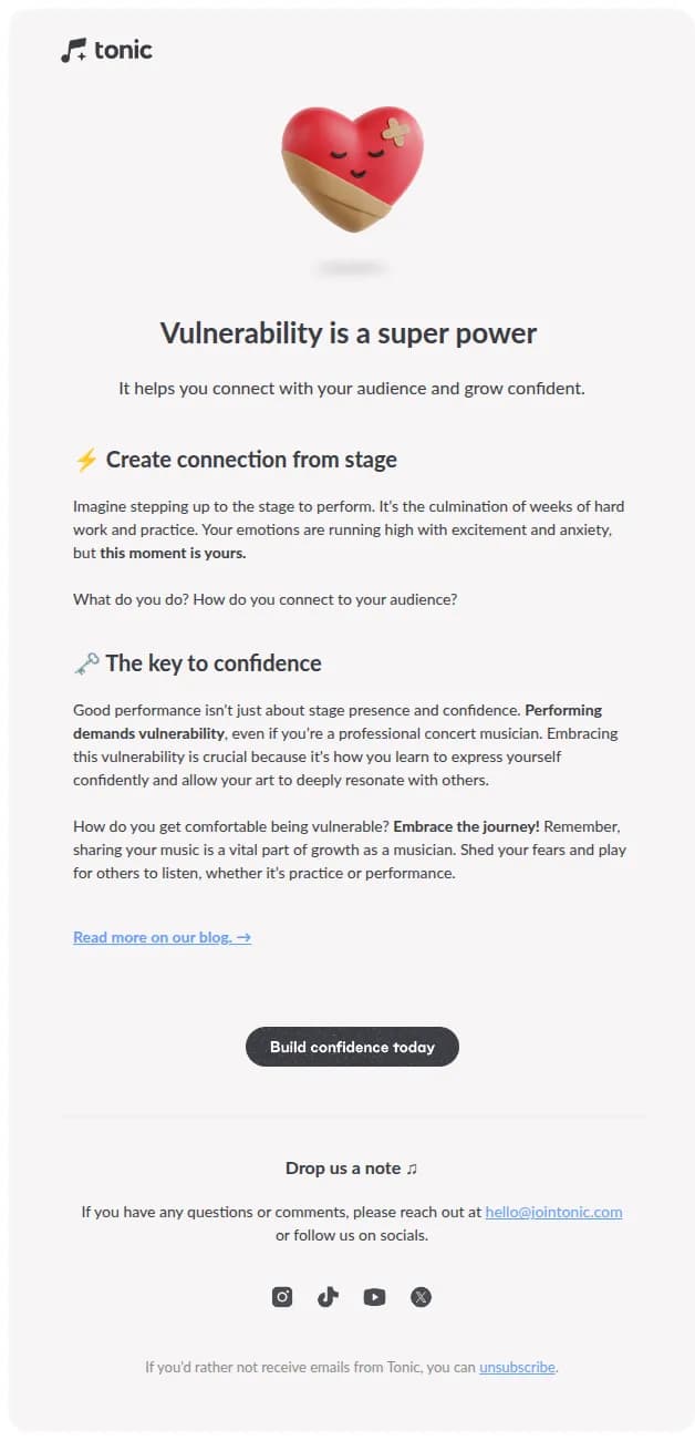 Tonic email: 💗 The surprising link between vulnerability and confidence