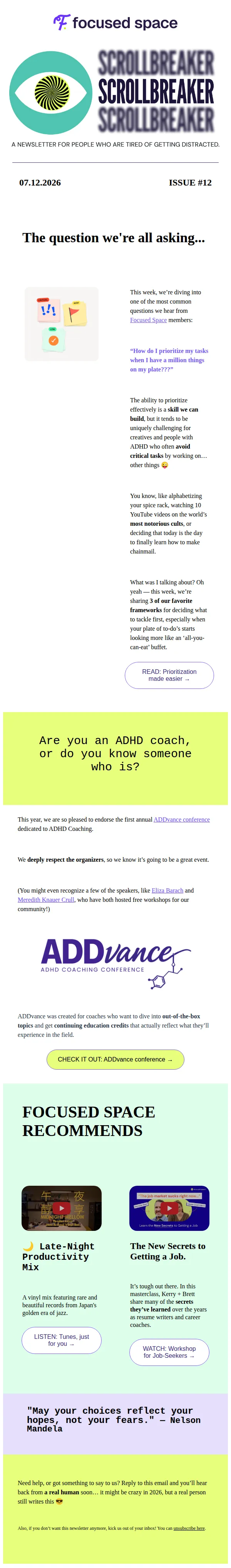 Focused Space email: how to prioritize when you have too much to do 🫠