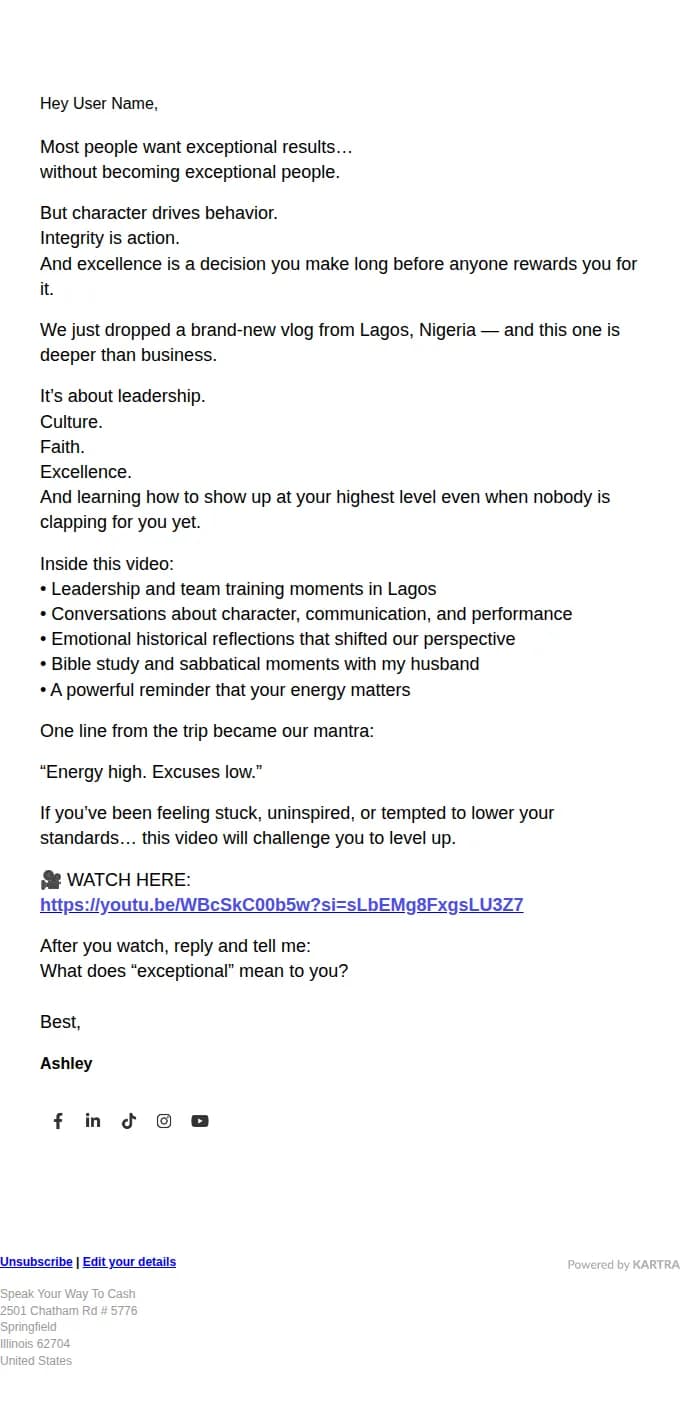 Ashley Kirkwood email: Exceptional People Don’t Wait to Get Paid. Is That You?