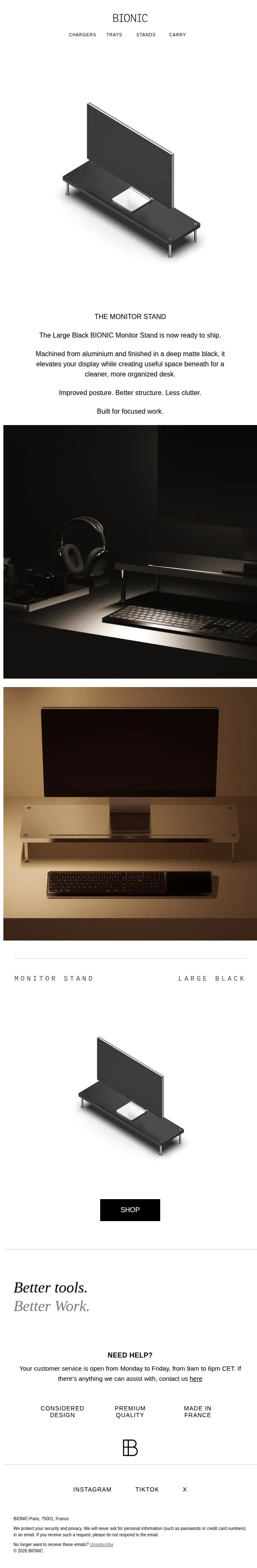 BIONIC email: BIONIC MONITOR STAND