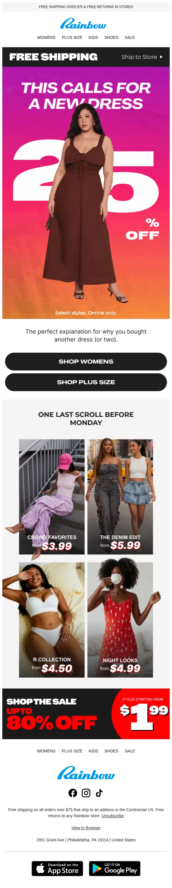 Rainbow Shops email: Get 25% OFF Dressed Up 💃