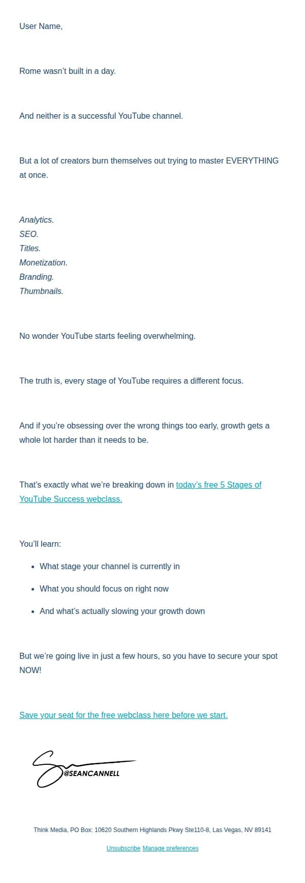Think Media email: Rome wasn’t built in a day and neither is a YouTube channel