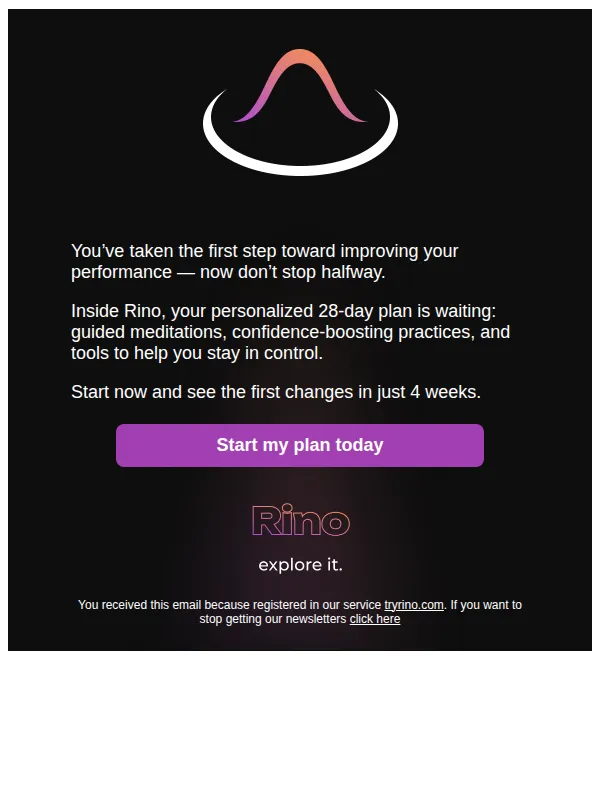 Rino for men email: Unlock your full 28-day plan today