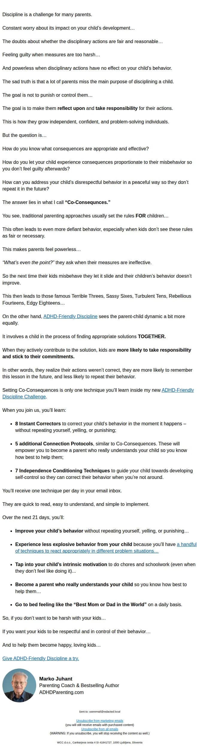 ADHD Parenting Summit email: Most difficult thing about parenting
