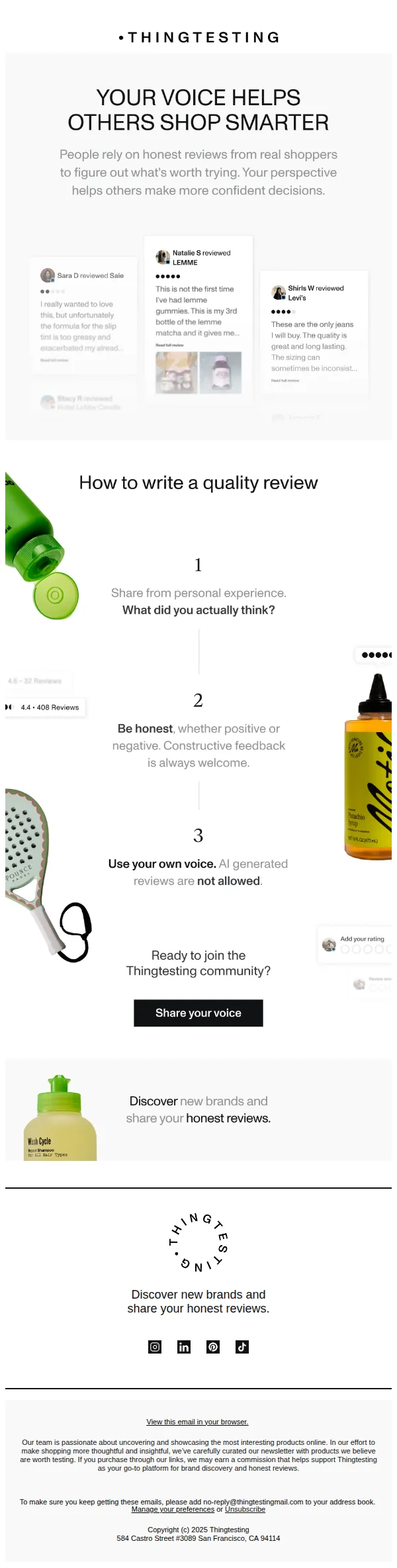 Thingtesting email: Here's how to write a great review