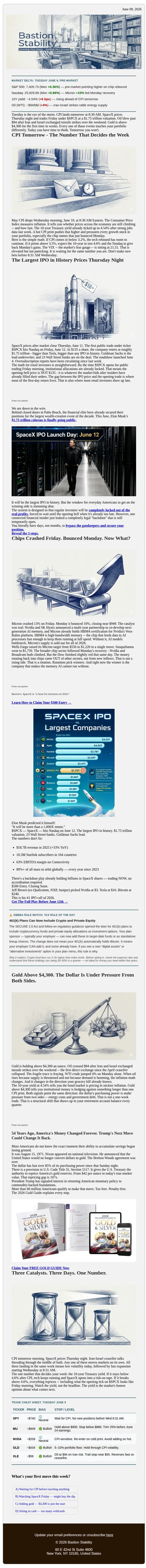 Bastion Stability email: CPI Plus SpaceX. Three Days. One Plan.