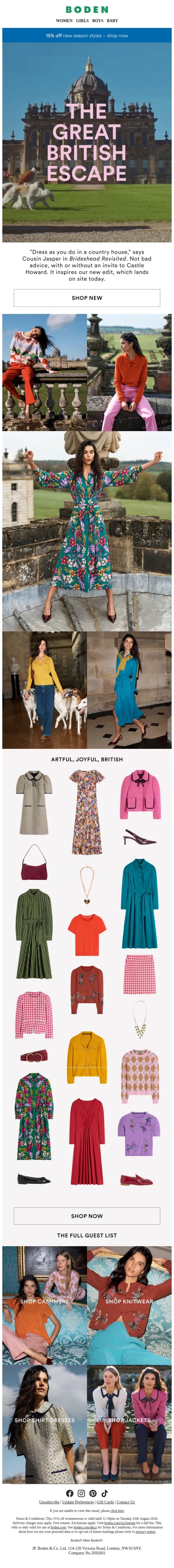 Boden email: New in: the Country House edit