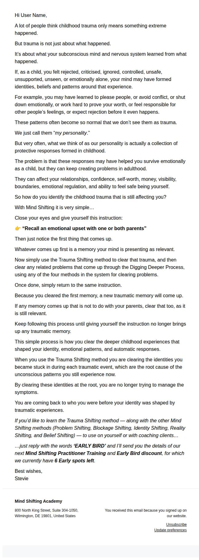 Mind Shifting email: ❤️🩹 How childhood trauma shapes who you become...