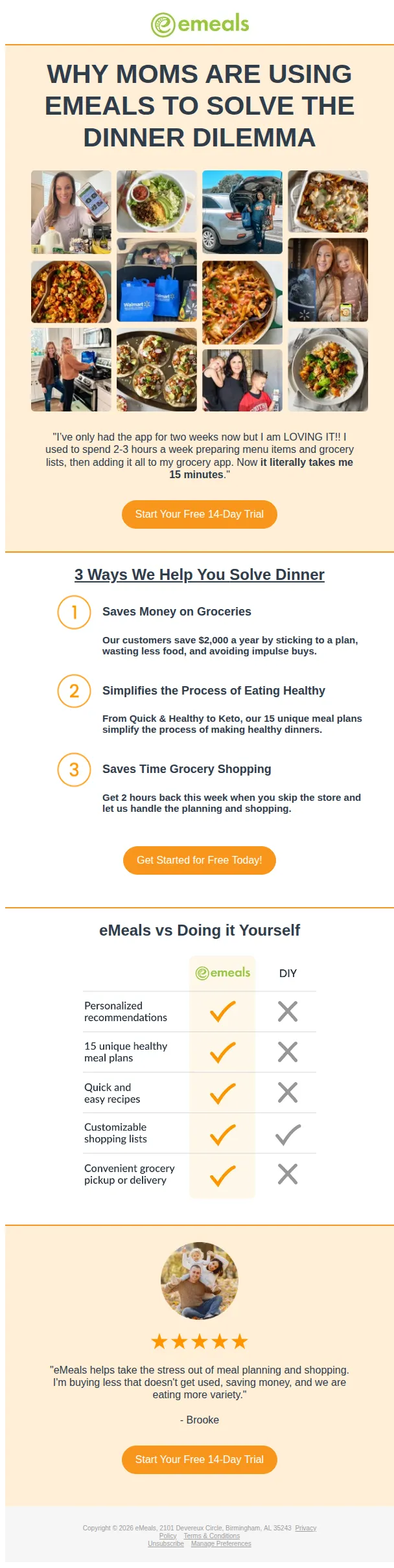eMeals email: Tired of Meal Planning & Grocery Shopping? 😴😫
