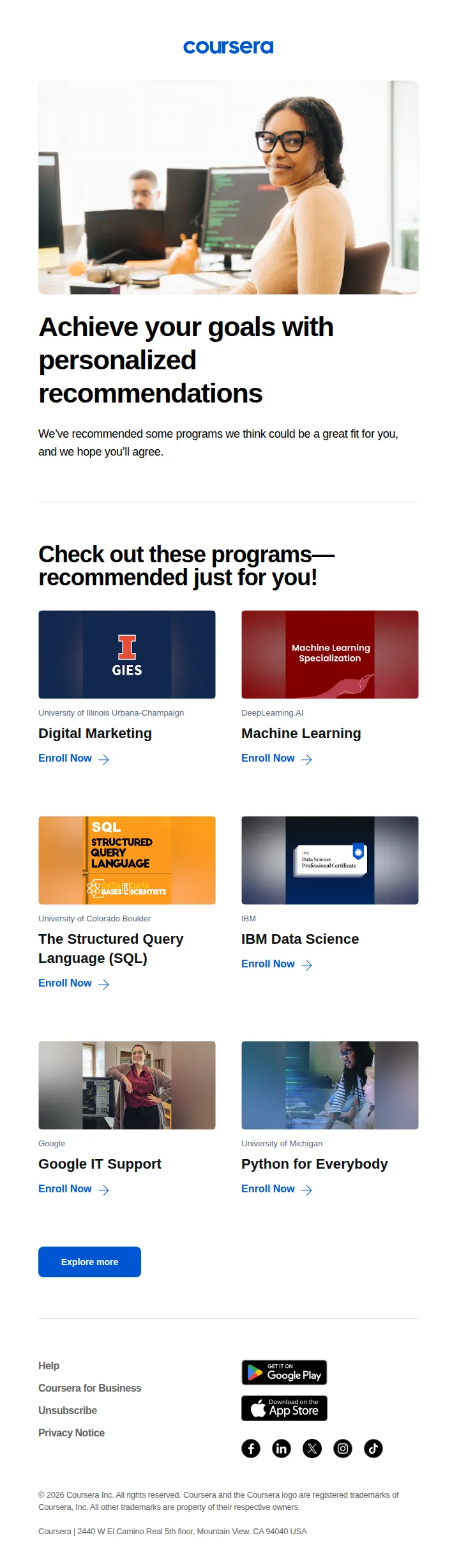 Coursera email: Your personalized recommendations are ready