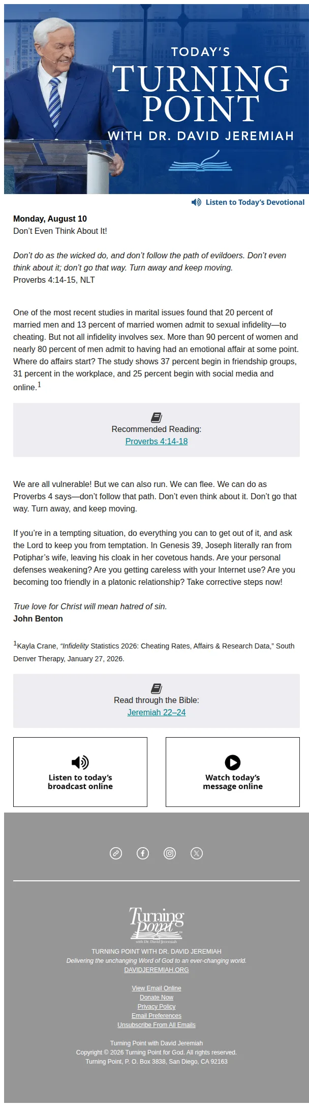 David Jeremiah email: Today's Turning Point with David Jeremiah