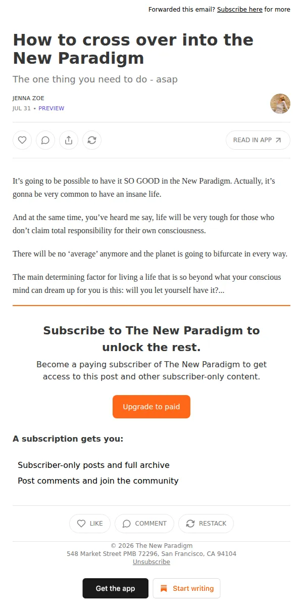The New Paradigm with Jenna Zoe email: How to cross over into the New Paradigm