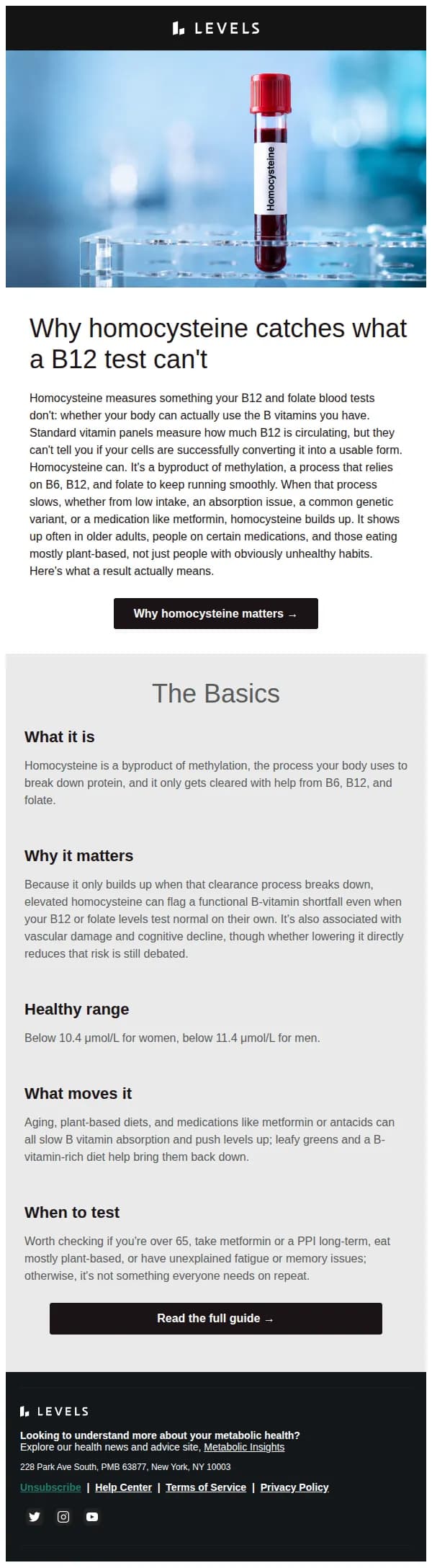 Levels email: The Marker You're Missing: Homocysteine