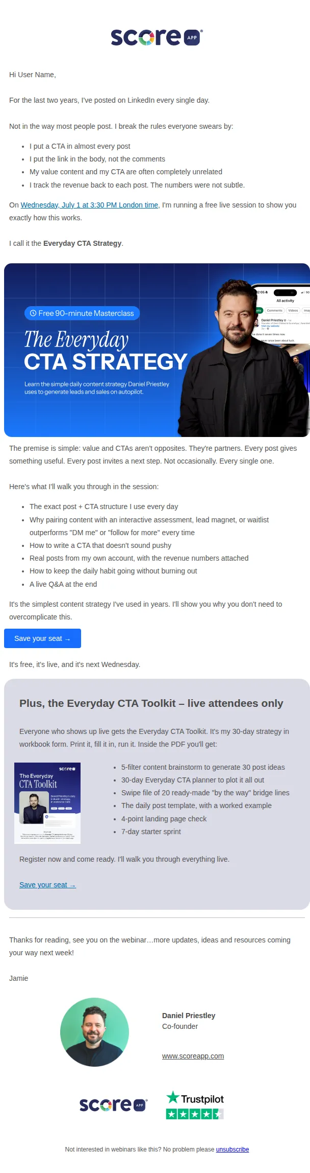 ScoreApp email: INVITE: Live webinar next Wednesday 1st July