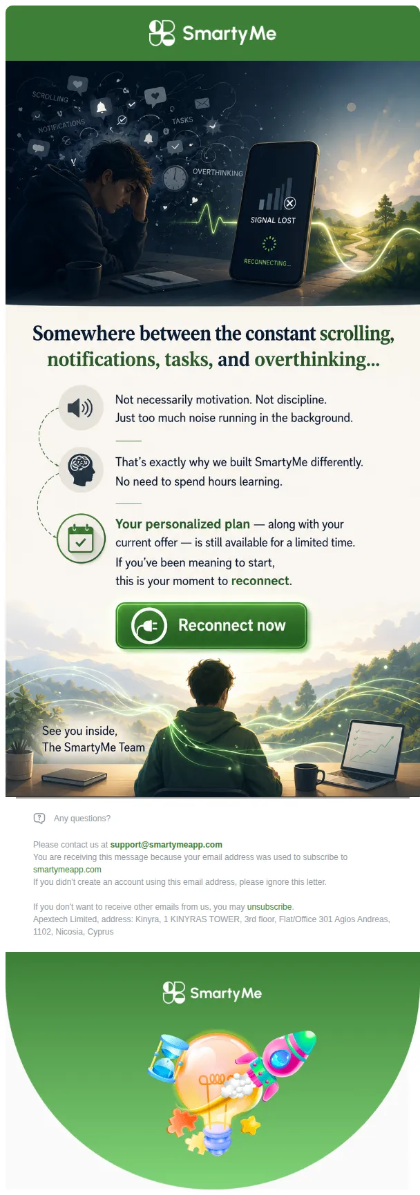 SmartyMe email: Signal lost
