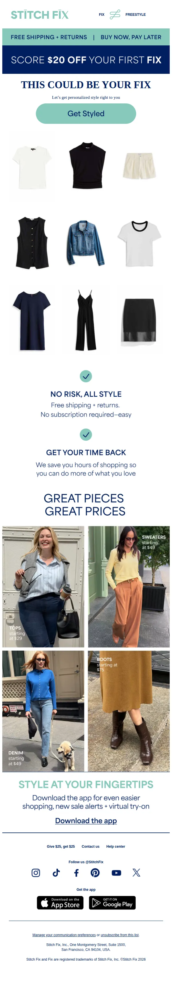 Stitch Fix email: We make shopping simple