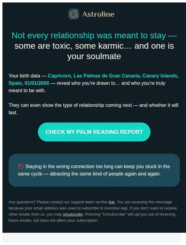 Astroline App email: Not every relationship was meant to stay…