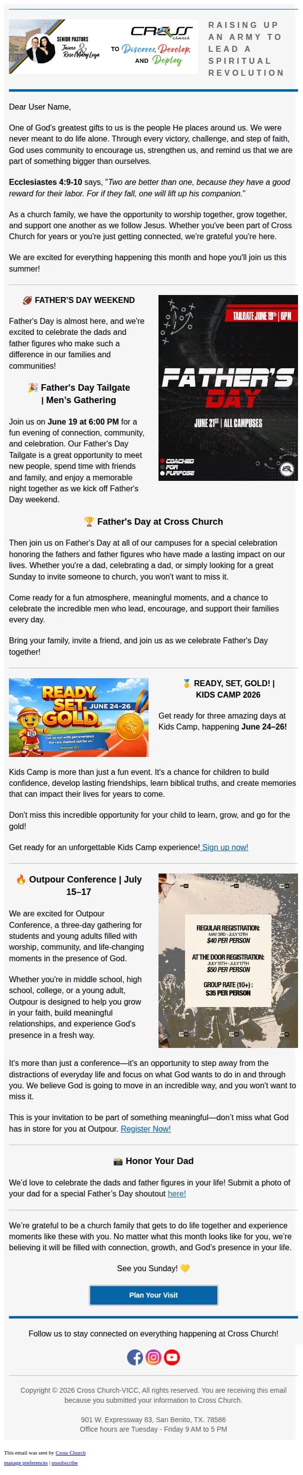 Cross Church email: June at Cross Church: Don't Miss What's Coming Up