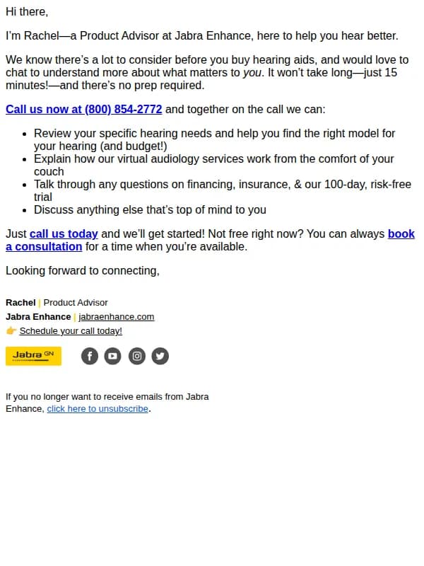 Jabra Enhance email: Hey, better hearing starts here.
