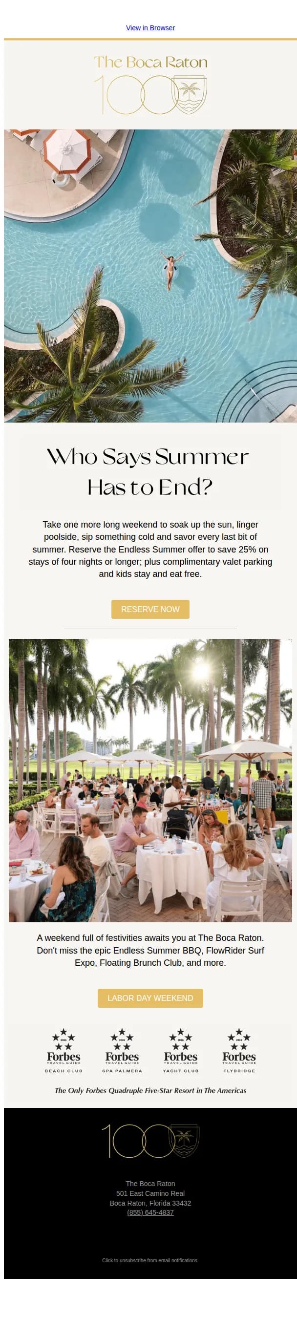 The Boca Raton email: Don't Say Goodbye to Summer