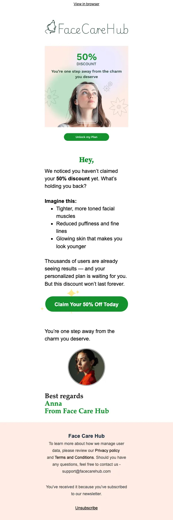 Face Care Hub email: Your glow-up is waiting — grab your discount ✨