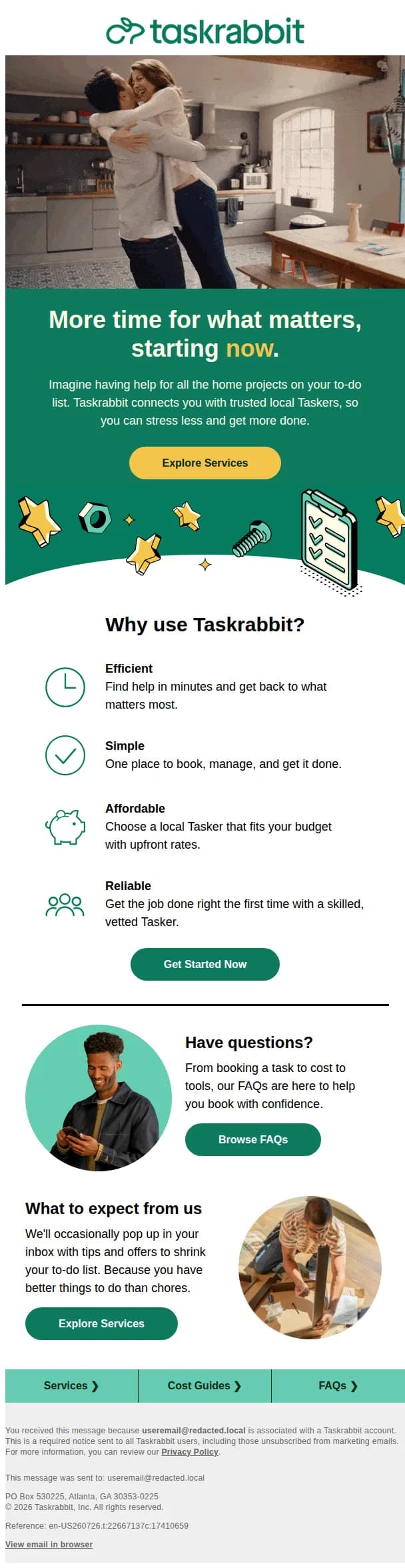 Taskrabbit email: Welcome to Taskrabbit!