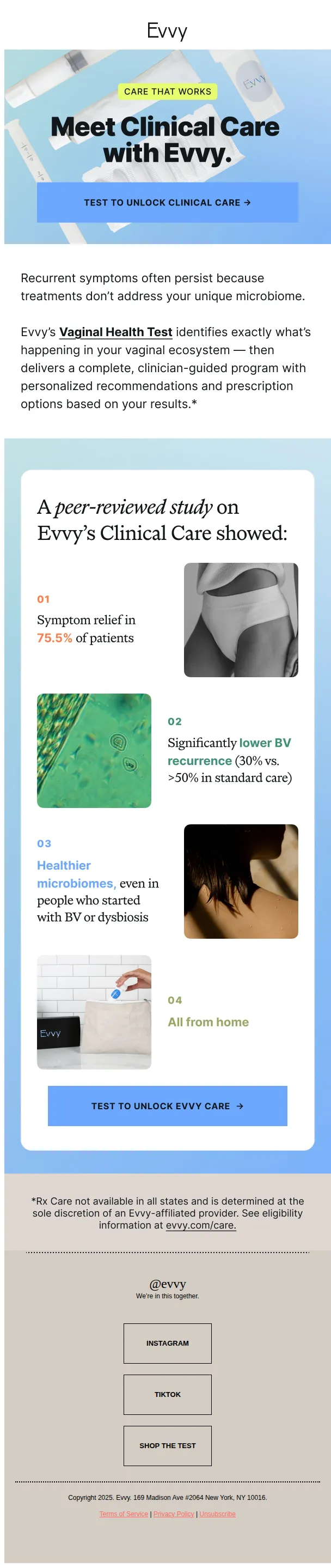 Evvy email: Get clinical care with Evvy.