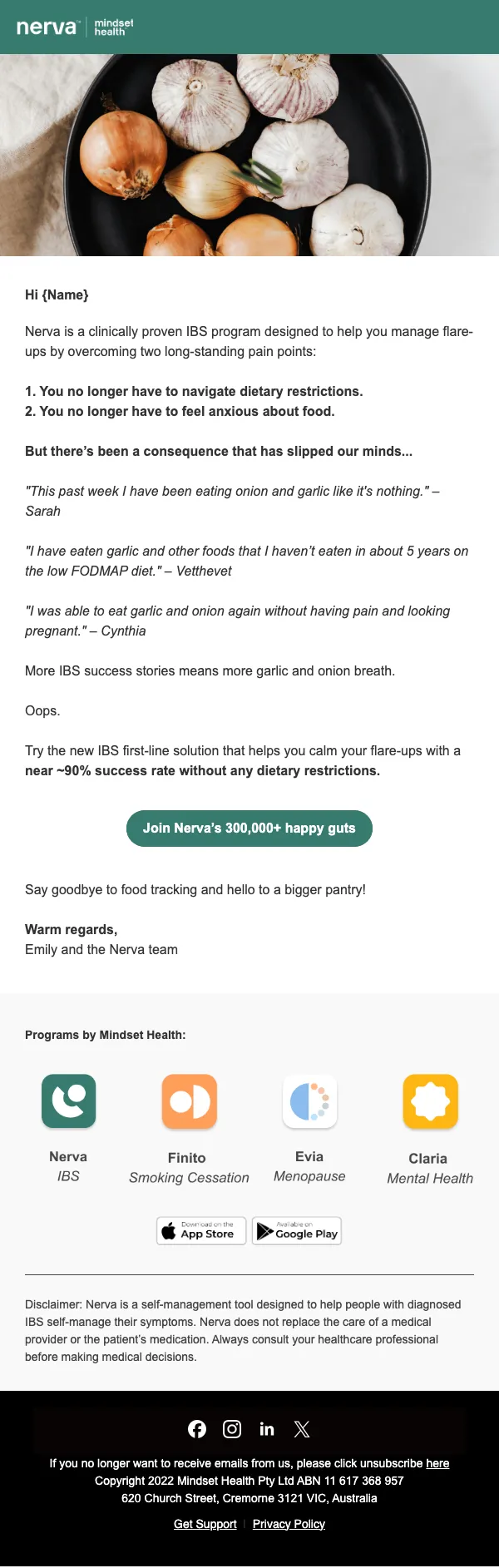 Nerva email: We didn’t factor in this side effect in our IBS program...