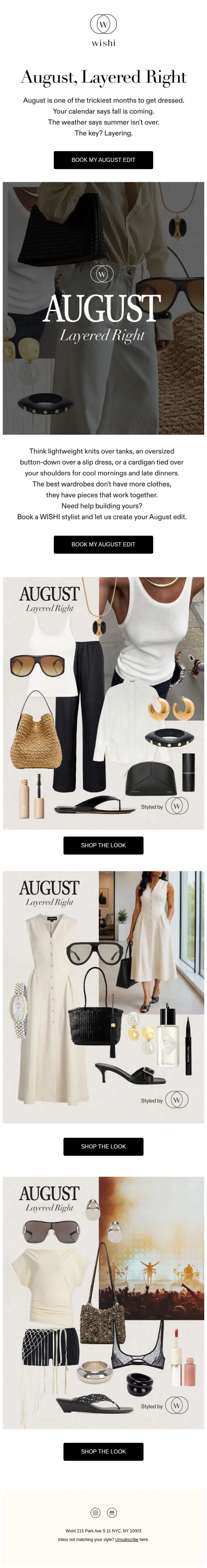 Wishi email: August, Layered Right