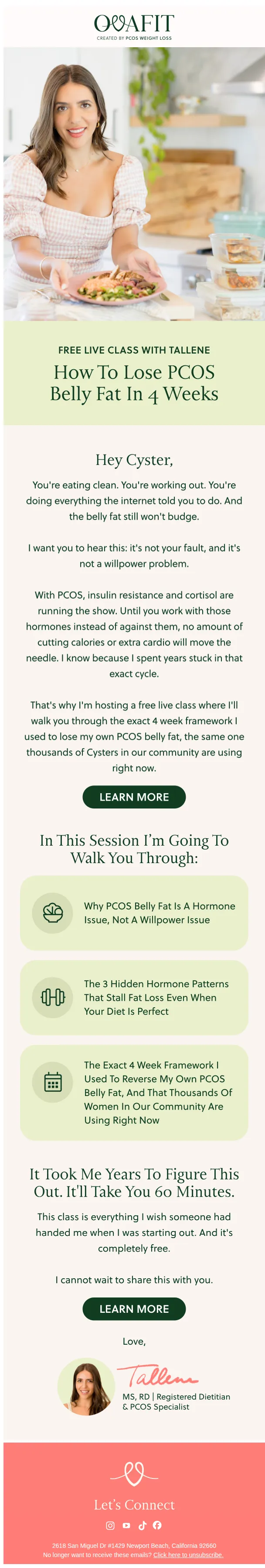 The Cysterhood App email: Why the belly fat isn't moving