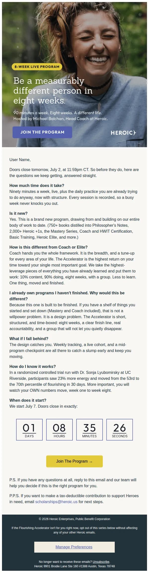 Heroic email: 🚨More questions, answered (doors close tomorrow)