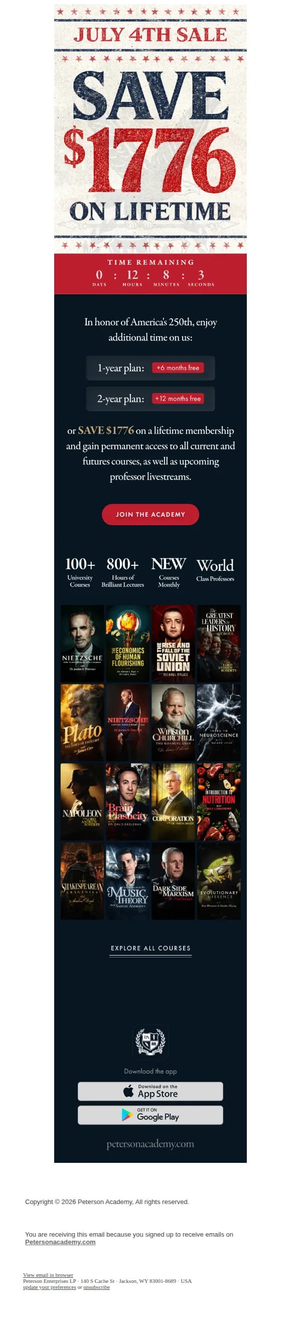 Peterson Academy email: Happy Birthday Americans | Save $1776