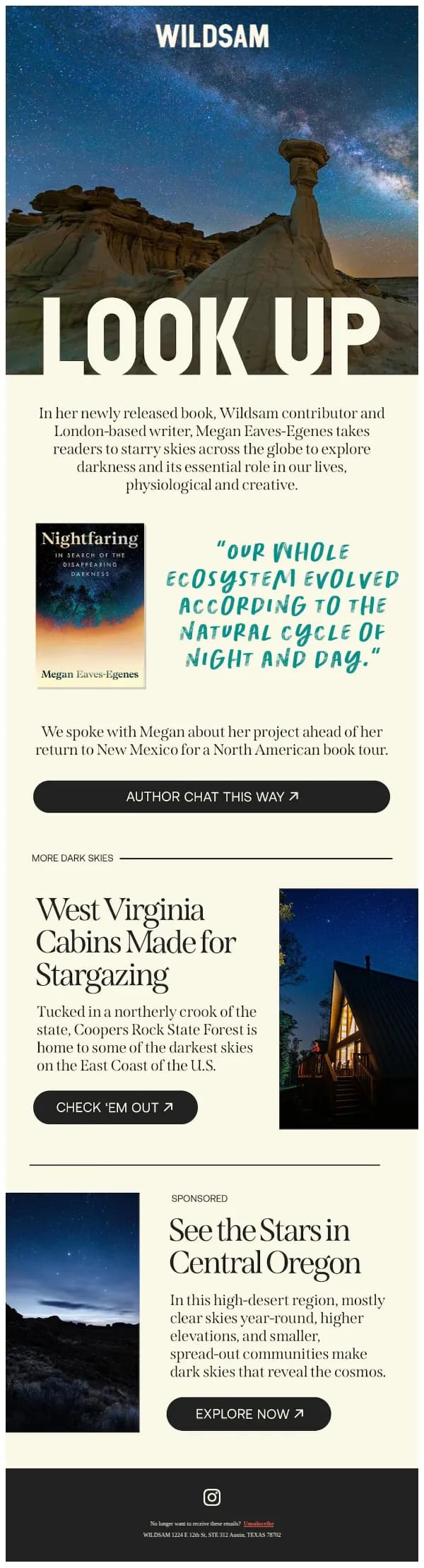 WILDSAM email: Why Dark Skies Are Essential