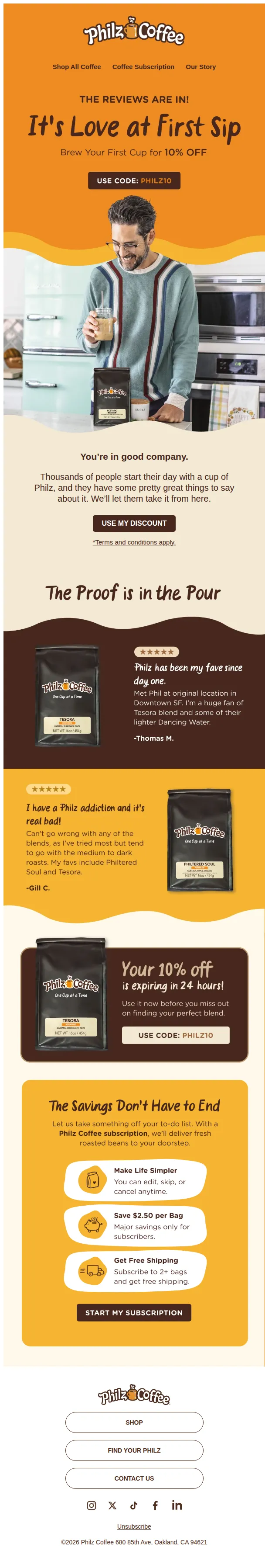 Philz Coffee email: Don't Dream About Great Coffee, Coffee Lover ☕