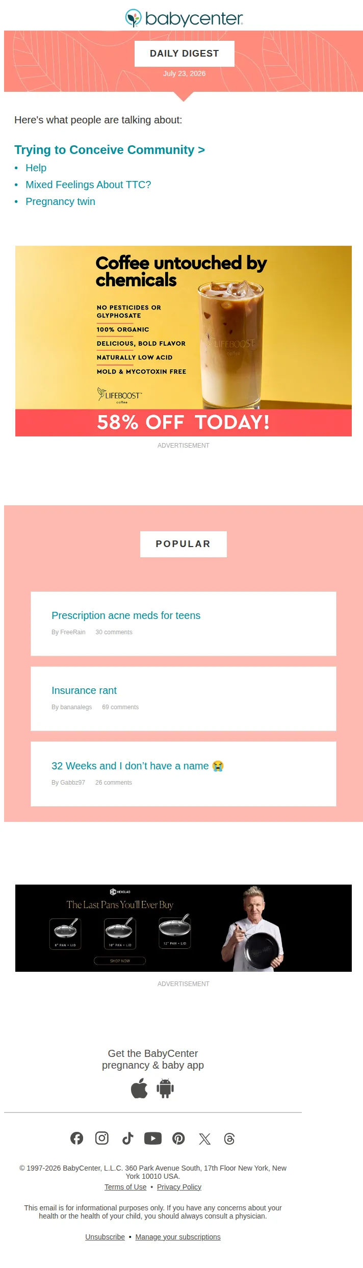 BabyCenter email: Trying to Conceive Community: Help